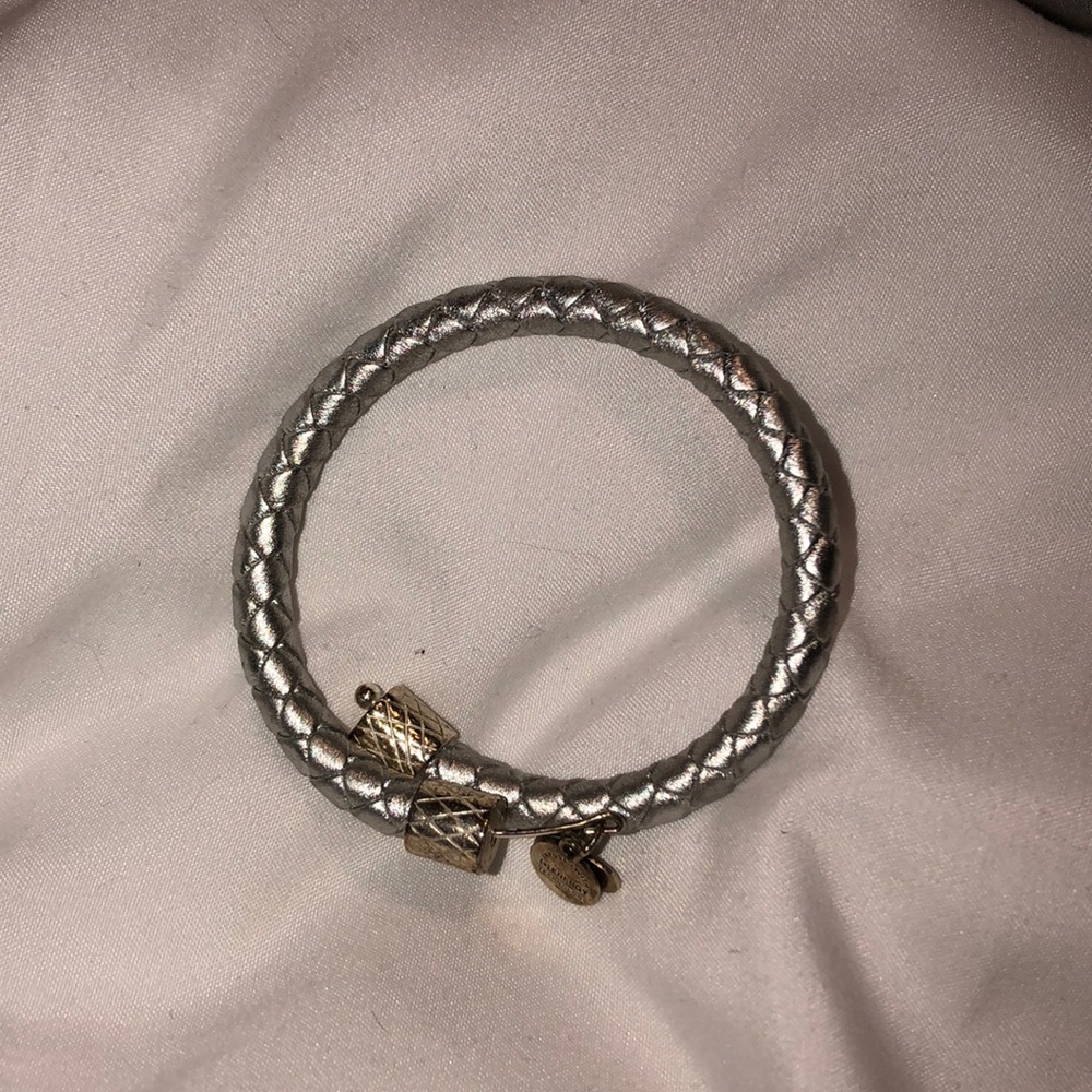 Silver leather rope Alex and ani bangle